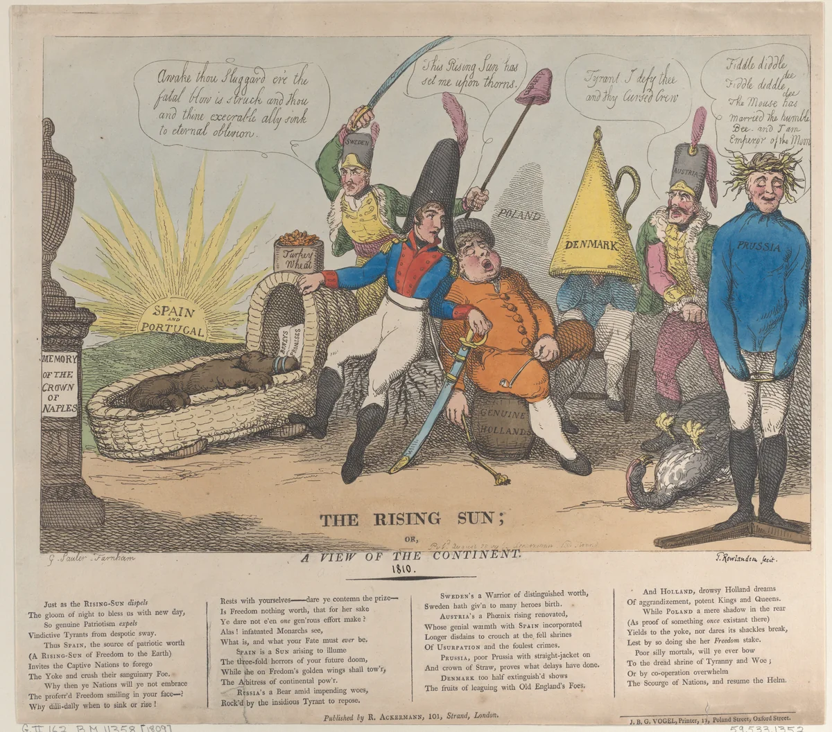The Rising Sun; Or, A View of the Continent by Thomas Rowlandson, print, 1810