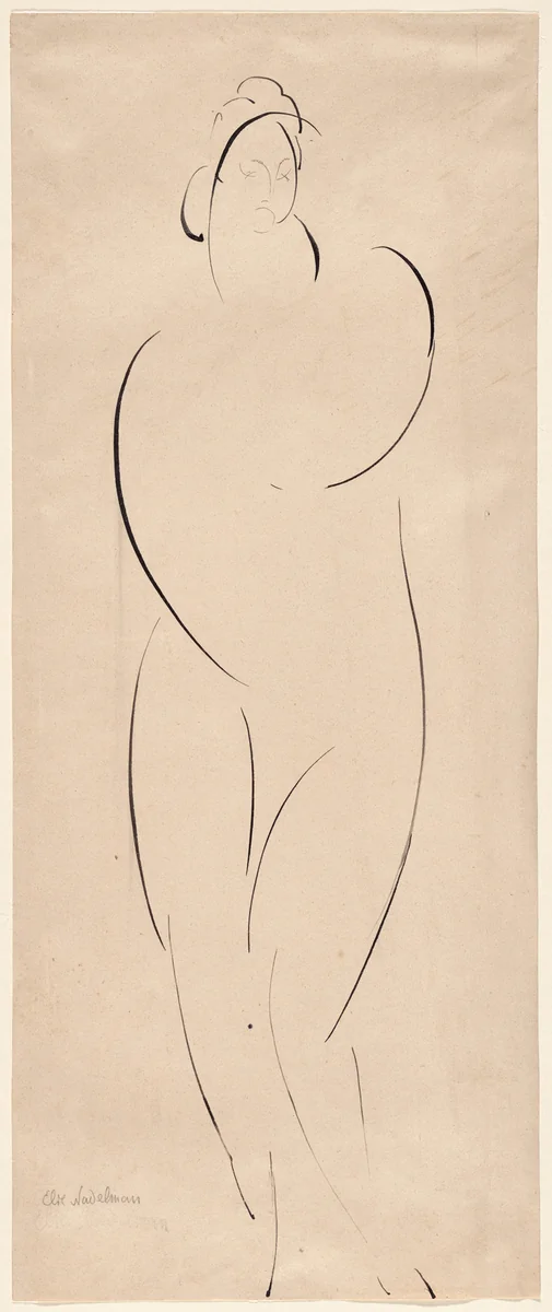 Standing Female Nude by Elie Nadelman, drawing, 1907