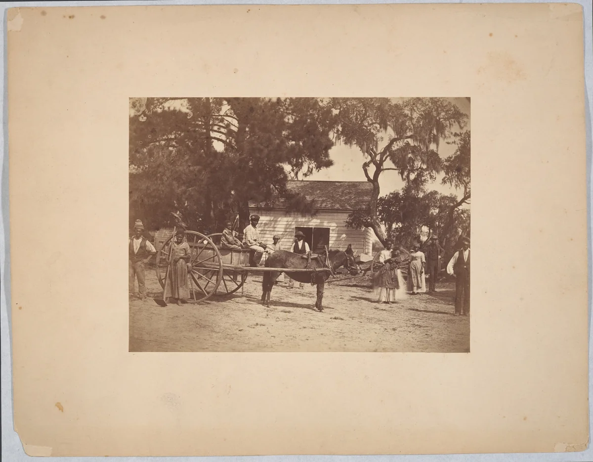 Negroes (Gwine to de Field), Hopkinson's Plantation, Edisto Island, South Carolina by Henry P. Moore, photograph, 1862