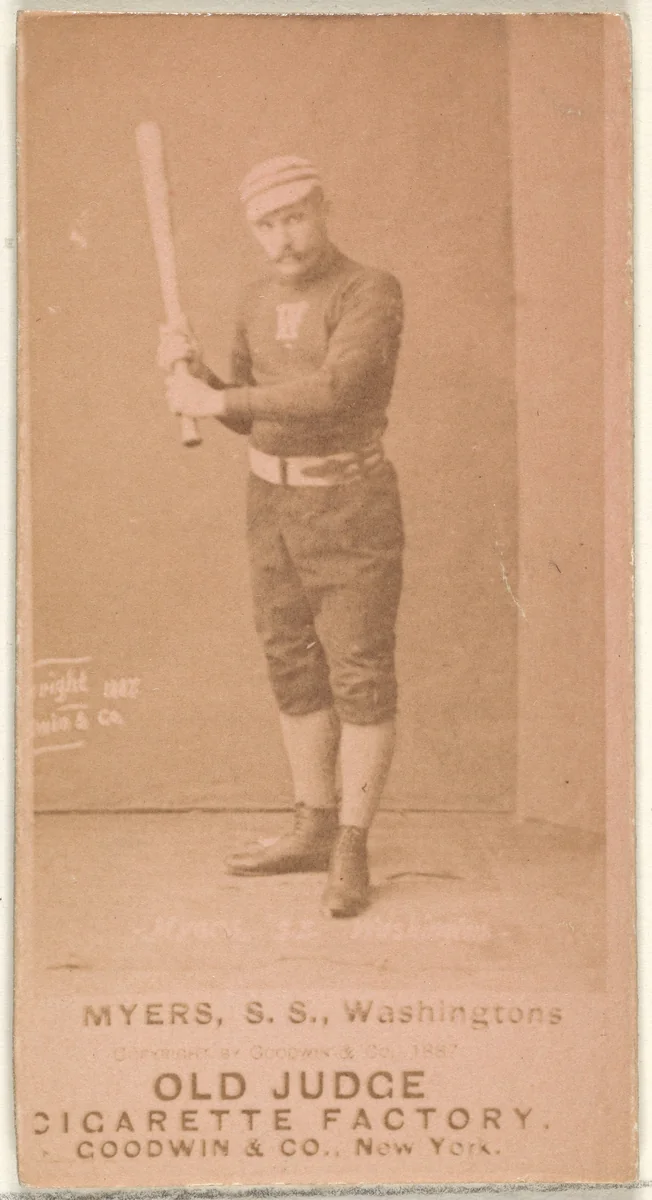 James Albert "Al" Myers, Shortstop, Washington Nationals, from the Old Judge series (N172) for Old Judge Cigarettes by Goodwin & Company, photograph, 1887