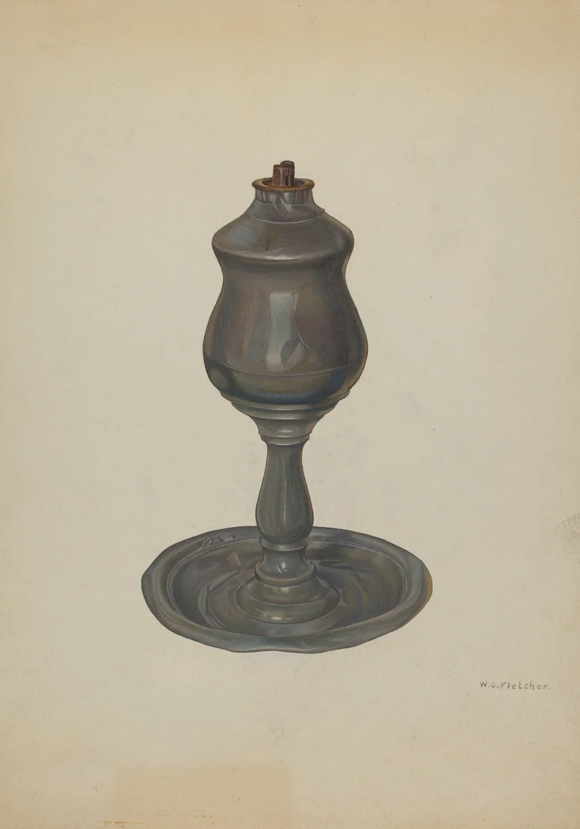 Whale Oil Lamp by William O. Fletcher, index of american design, 1940