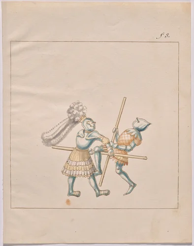 Foot Combat with Poles by German 16th Century, drawing, 1515