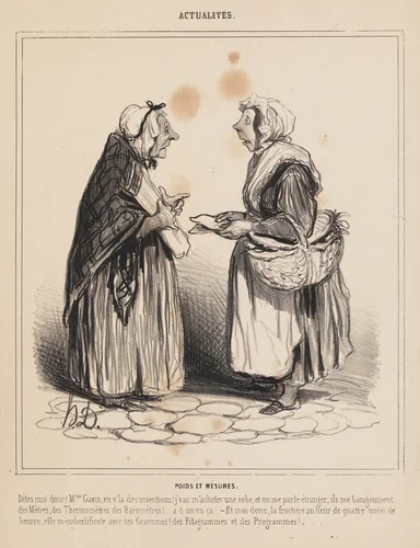 Poids et mesures, from "Actualités" by Honoré Daumier, print, 1840