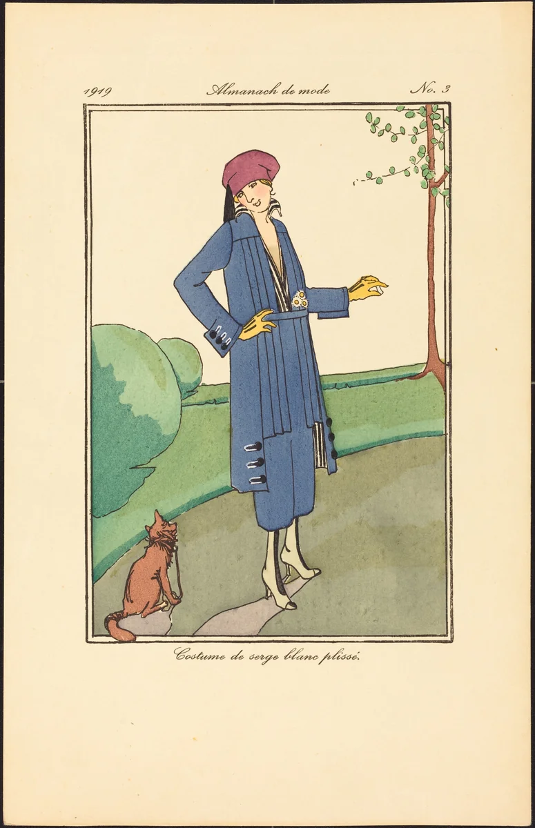 Costume de serge blanc plissé. by French 20th Century, print, 1919