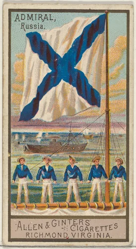 Admiral, Russia, from the Naval Flags series (N17) for Allen & Ginter Cigarettes Brands by Allen & Ginter, print, 1886-1891