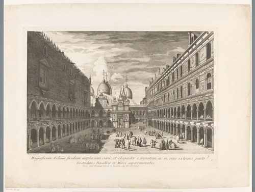 Gezicht op de binnenplaats van het Dogepaleis te Venetië by Antonio Sandi, print, 1743-1817
