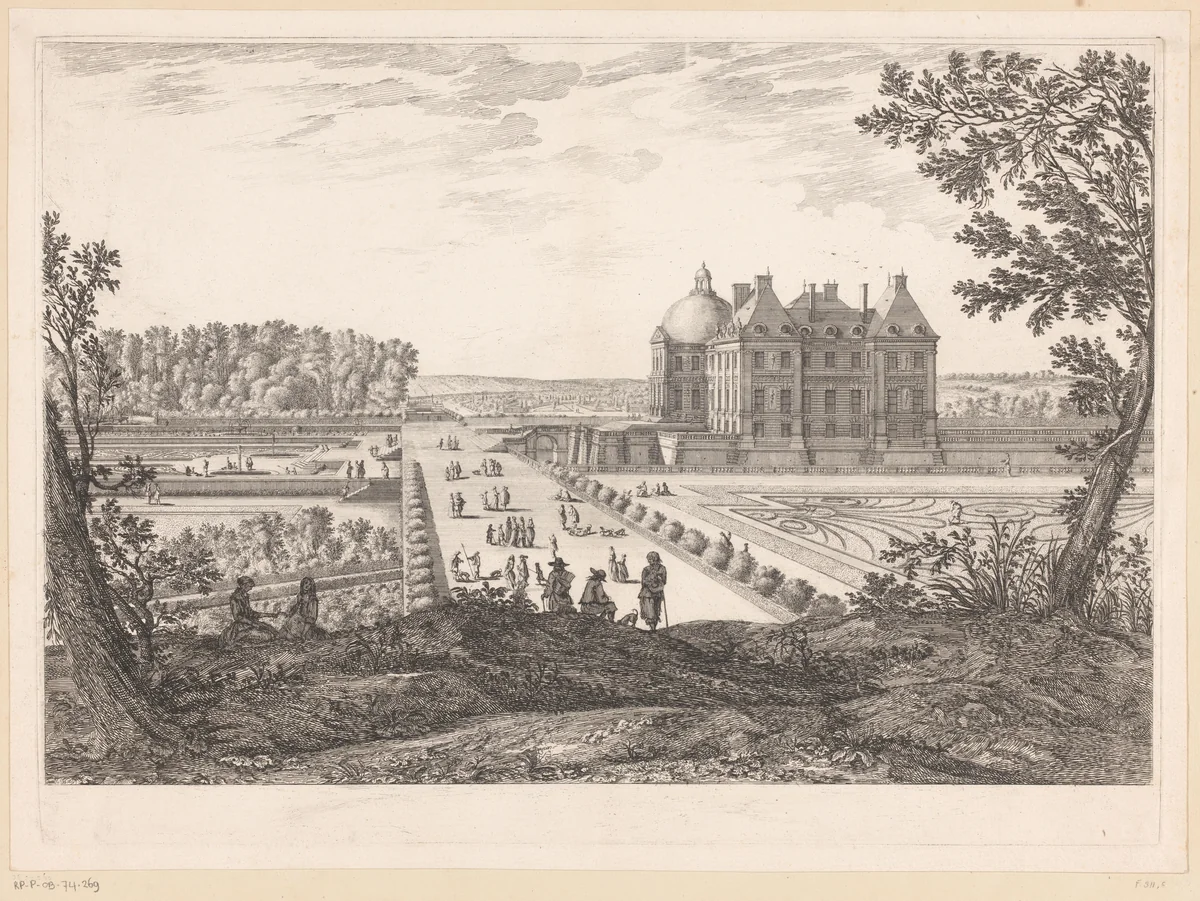 Gezicht op kasteel van Vaux-le-Vicomte by Israël Silvestre, print, 1631-1691