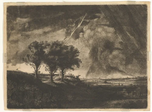 The Three Trees, after Rembrandt by William Baillie, print, 1758