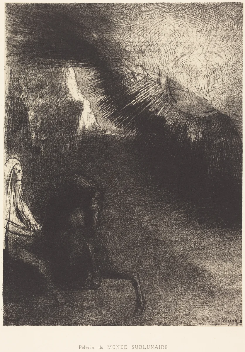 Pélerin du monde sublunaire (Pilgrim of the sublunary world) by Odilon Redon, print, 1891