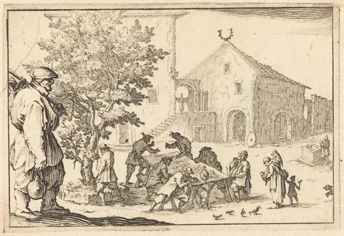 Tavern by Jacques Callot, print, 1617