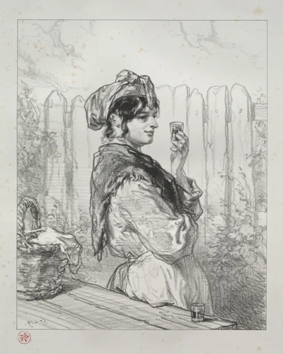 The Brandied Peach by Paul Gavarni, print, 1824-1866