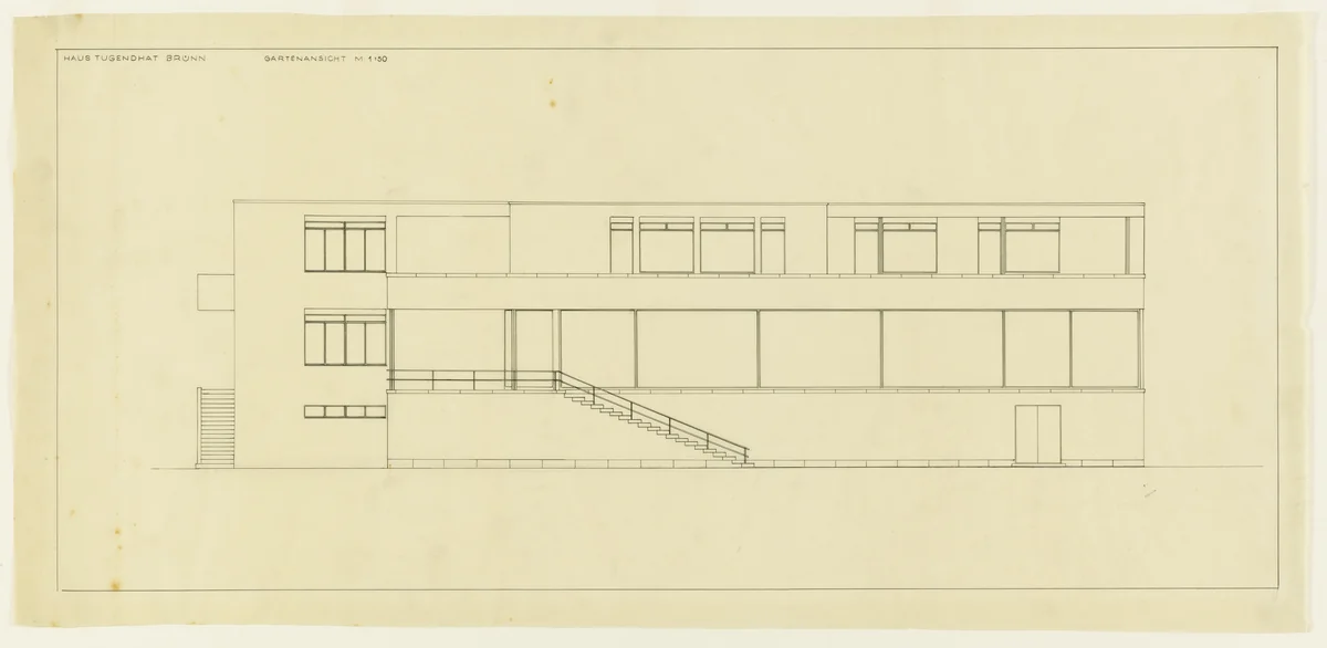 Tugendhat House, Brno, Czech Republic, Elevation by Ludwig Mies van der Rohe, mies van der rohe archive, 1928