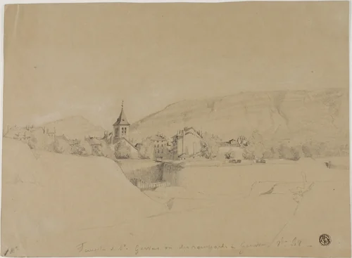 The Church of Saint-Gervais Seen From the Ramparts at Geneva by Unknown Artist, drawing, 1690-1809