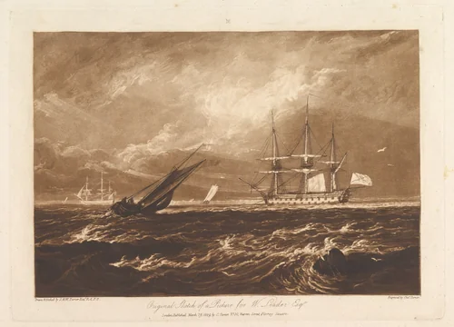 The Leader Sea Piece, part IV, plate 20 from "Liber Studiorum" by Joseph Turner, print, 1809