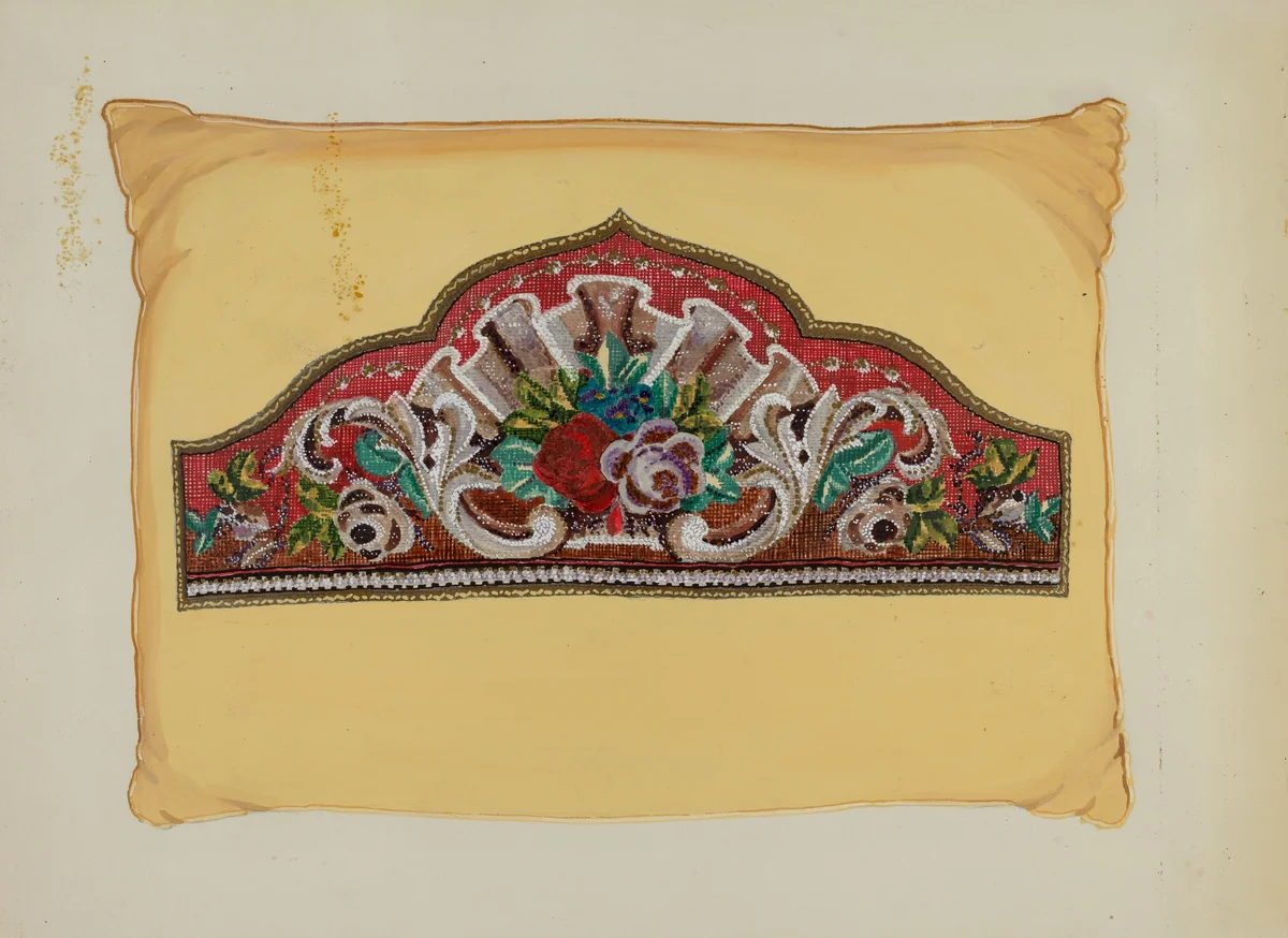 Embroidery on Pillow by Florence Huston, index of american design, 1936