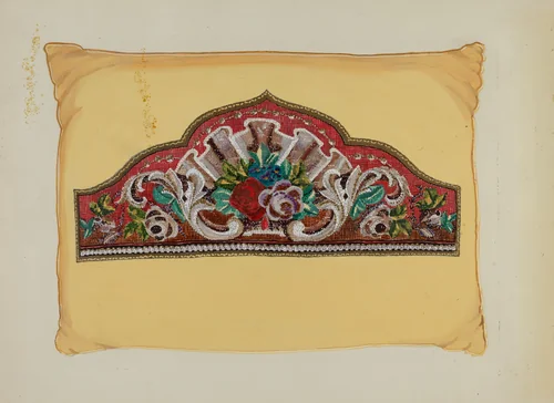 Embroidery on Pillow by Florence Huston, index of american design, 1936