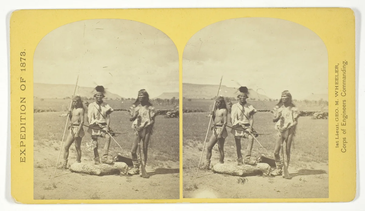 Apache Indians, as they appear ready for the war-path, No. 33 from the series "Geographical Explorations and Surveys West of the 100th Meridian" by Timothy O'Sullivan, photograph, 1873