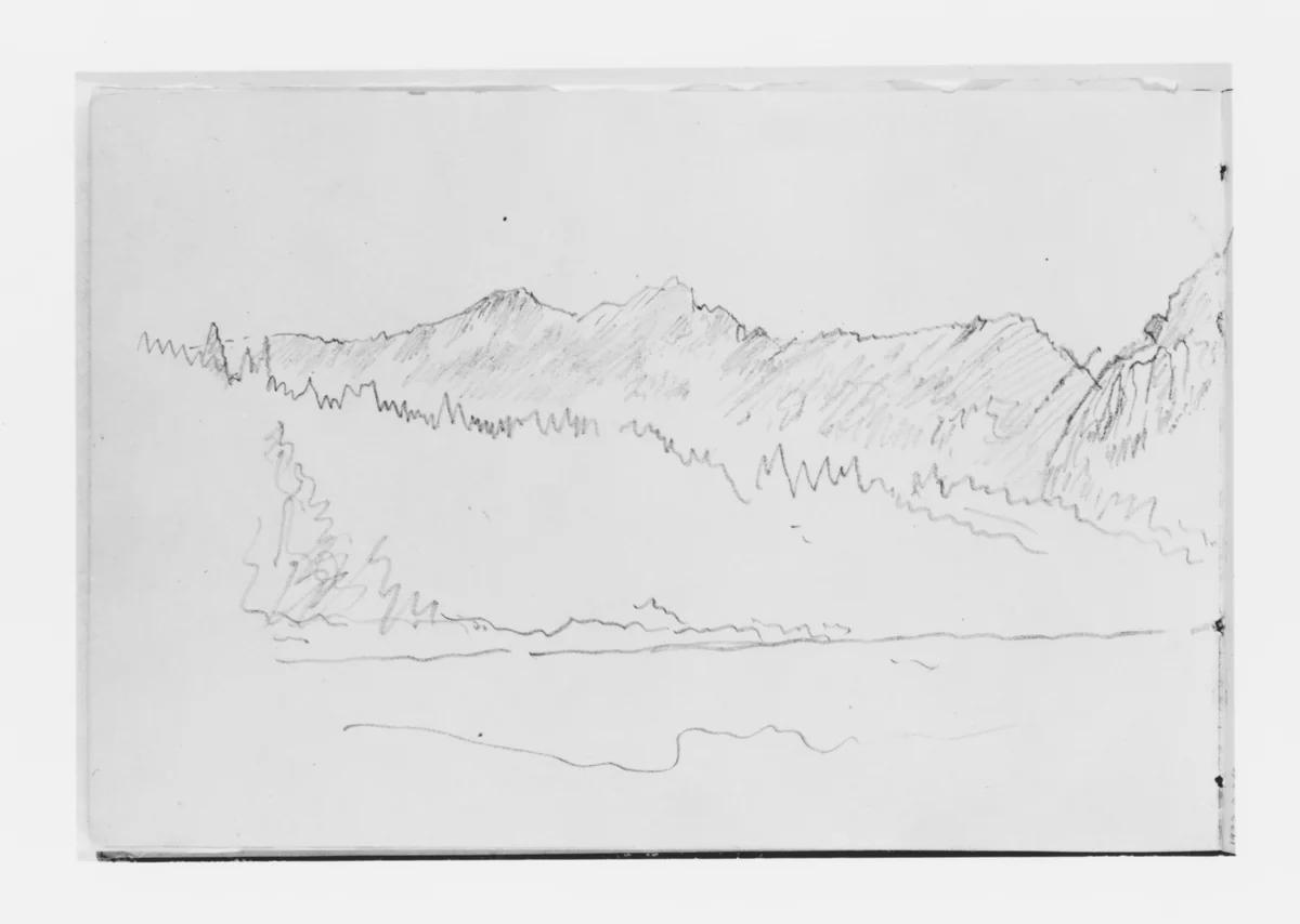 Landscape with Mountains (from Sketchbook X) by William Trost Richards, artwork, 1895