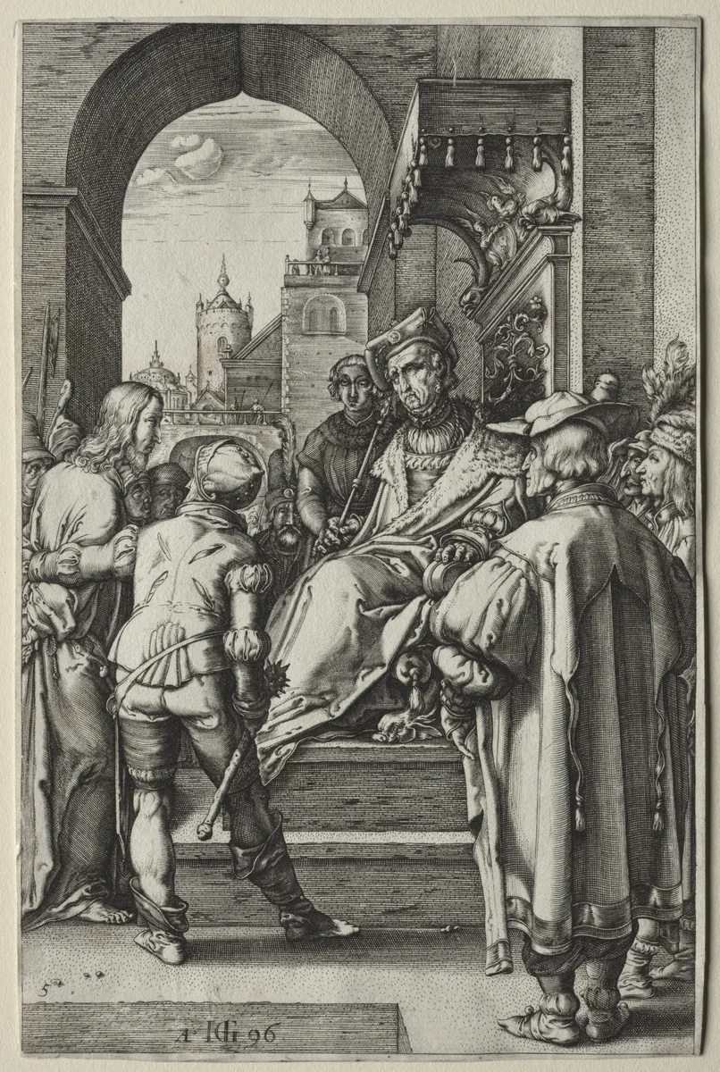 The Passion: Christ before Pilate by Hendrick Goltzius, print, 1592-1601