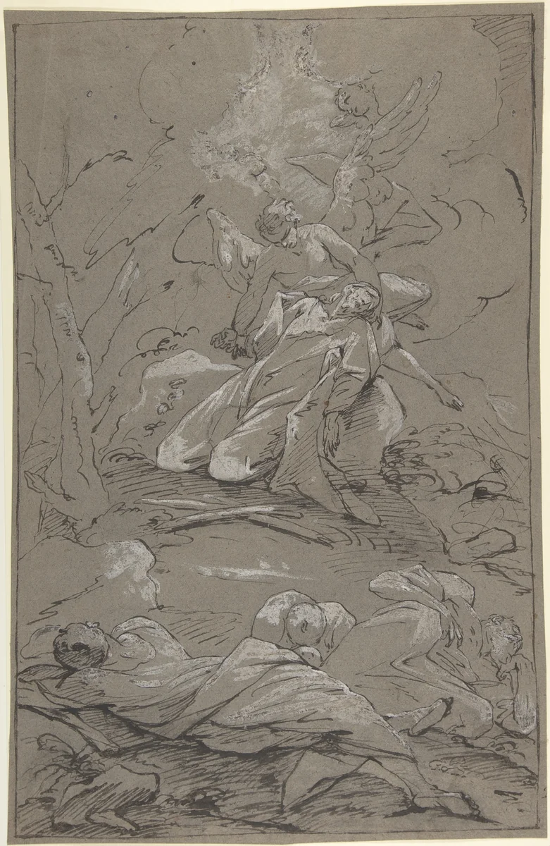 Christ in the Garden of Gethsemane by Paul Troger, drawing, 1712-1762