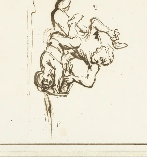 Kain doodt Abel by Nicolaes Maes, drawing, 1650-1660