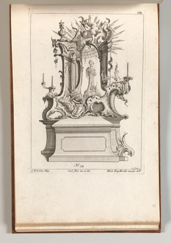 Design for an Altar, Plate 1 from an Untitled Series of Designs for Altars by Jacob Gottlieb Thelot, book, 1745-1755