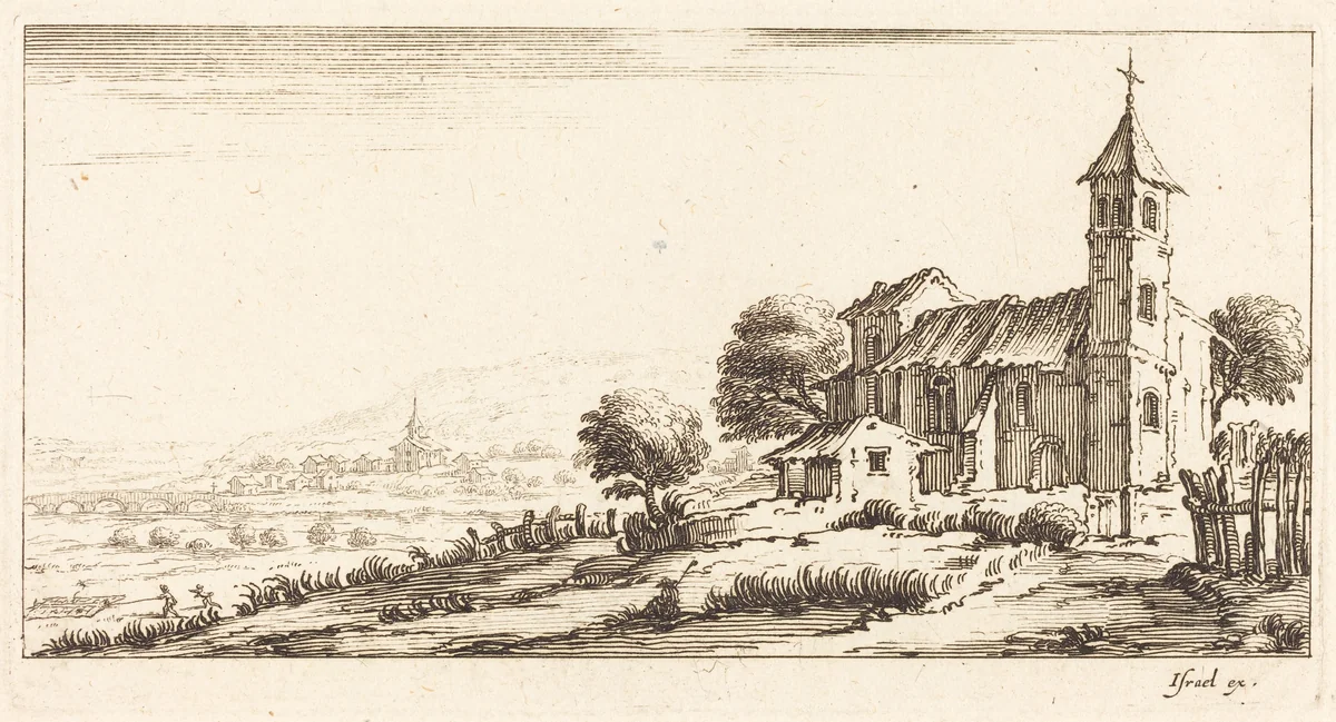 Village Church by Jacques Callot, print, 1635
