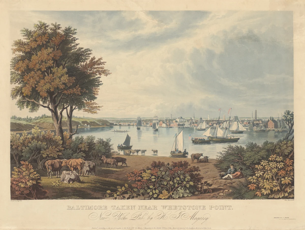 Baltimore Taken near Whetstone Point by William James Bennett, print, 1831