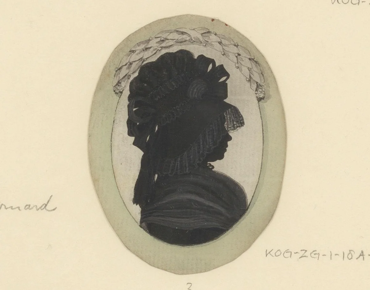 Silhouetportret van een onbekende vrouw, mogelijk Jeanneson Bernard by Joseph Adolf Schmetterling, drawing, 1775-1799