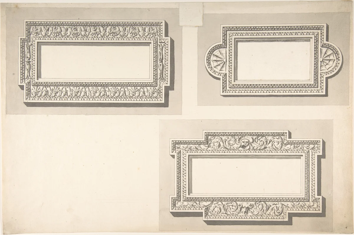 Design for Three Stucco Frames by Sir William Chambers, drawing, 1745-1760
