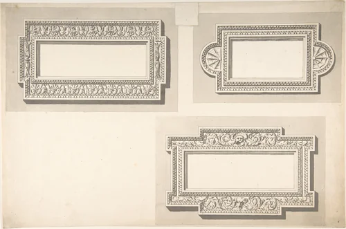 Design for Three Stucco Frames by Sir William Chambers, drawing, 1745-1760