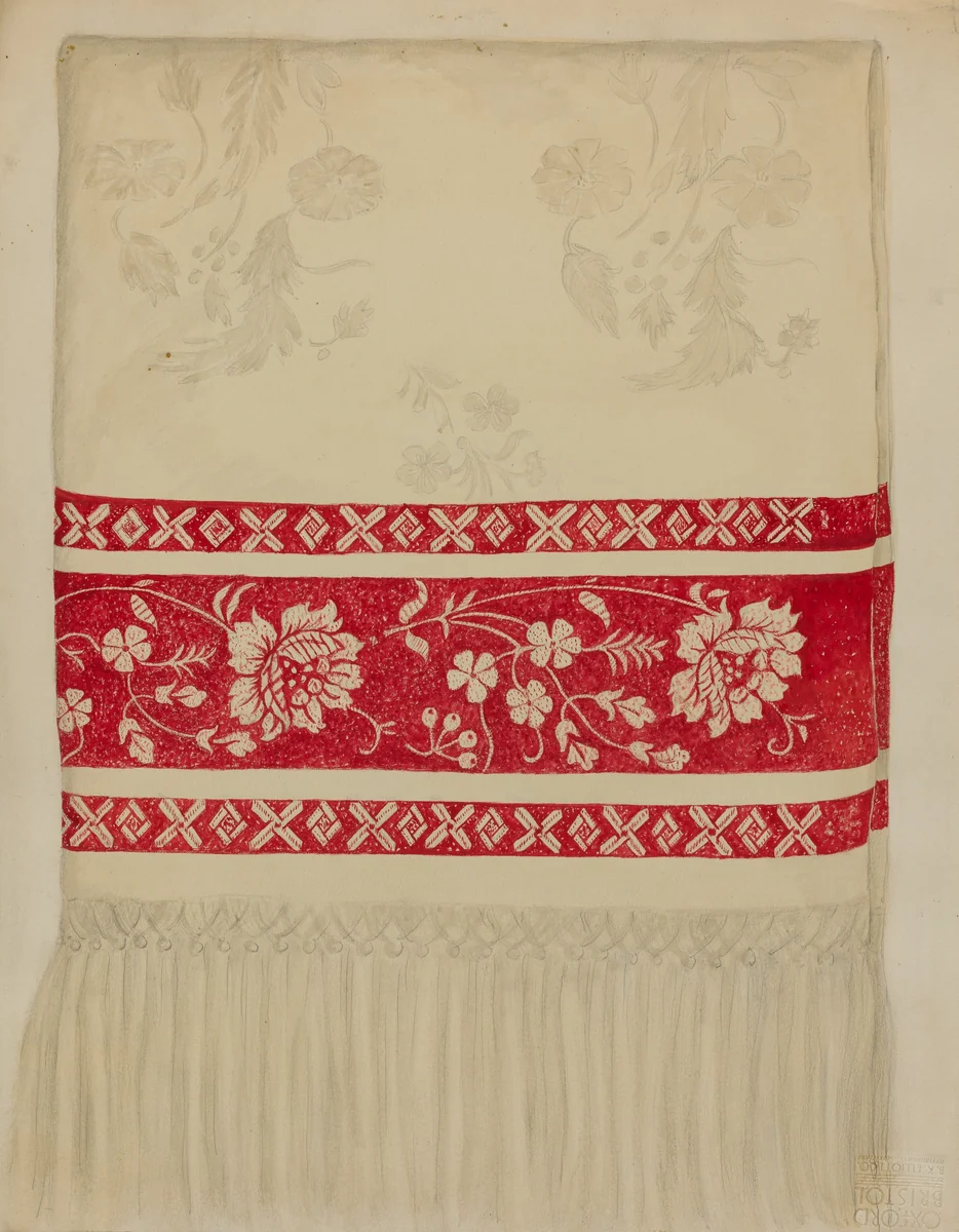 Linen Towel - Flower Design by Eva Wilson, index of american design, 1936