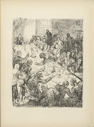 The Banquet (Das Gastmahl) (plate 28) from the illustrated book Deutsche Graphiker der Gegenwart (German Printmakers of Our Time) by Adolf Ferdinand Schinnerer, illustrated book, 1920