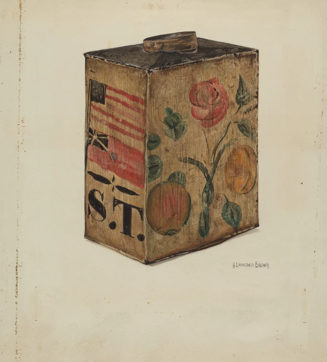 Toleware Canteen by H. Langden Brown, index of american design, 1938