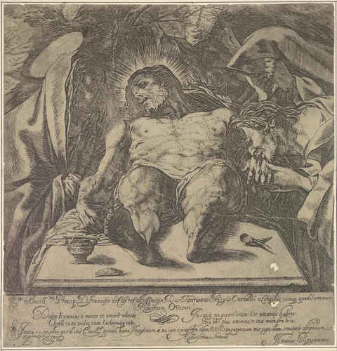 Lamentation over the body of Christ by Orazio Borgianni, print, 1615
