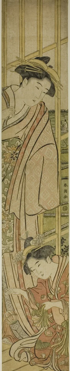 Playing Temari by Katsukawa Shuncho, print, 1775-1806