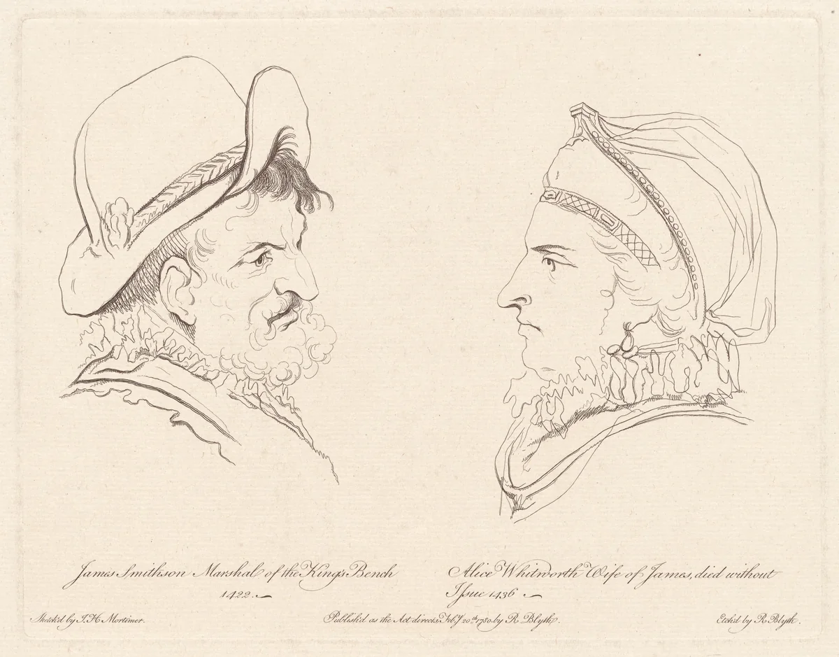 James Smithson and Alice Whitworth by Robert Blyth
John Hamilton Mortimer, print, 1780