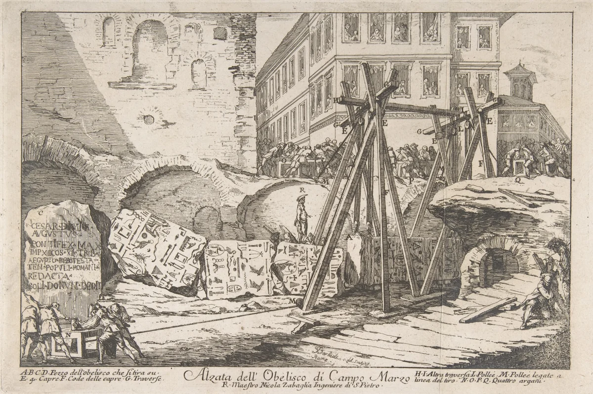 The Excavation of an Obelisk from the Campo Marzo by Jean Barbault, print, 1744-1754
