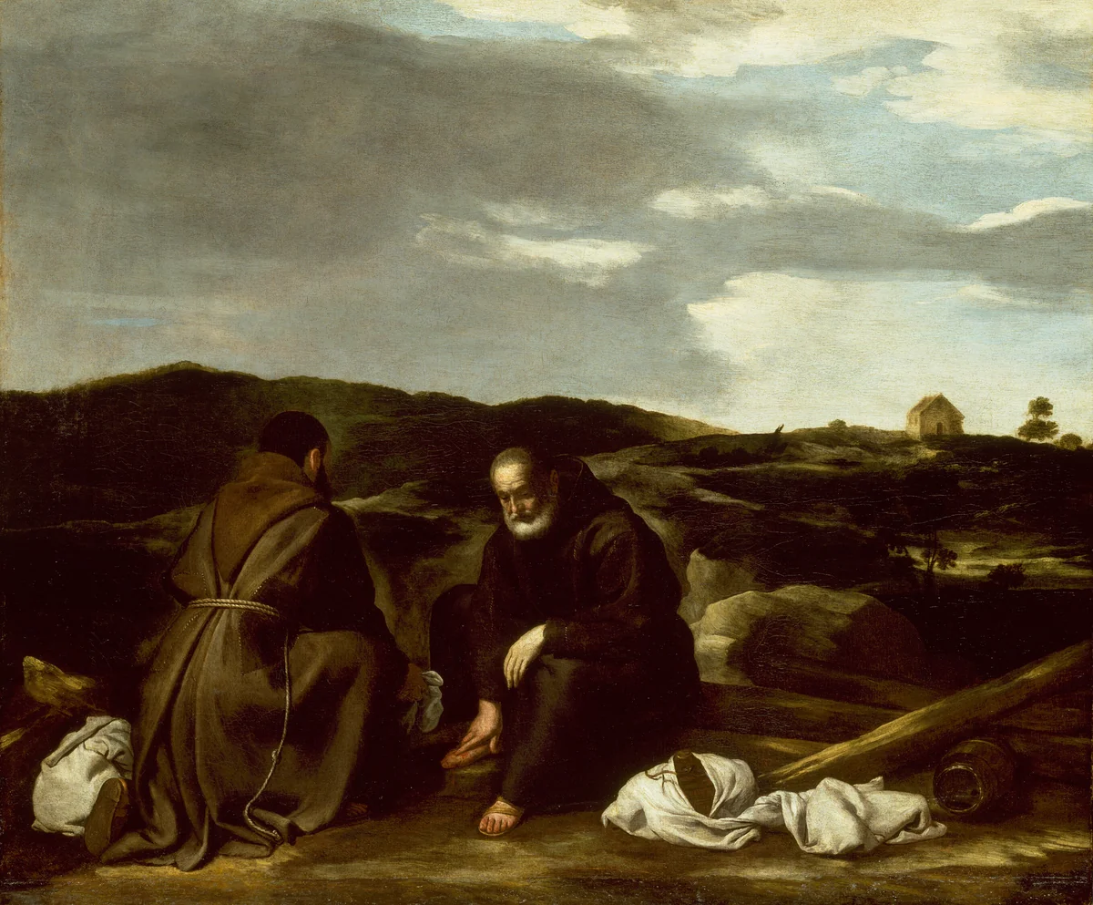 Two Monks in a Landscape by Italian or Spanish, painting, 1640-1650