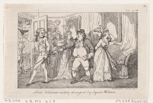 Lord Tellamar Rudely Dismissed by Squire Western, from "The History of Tom Jones, a Foundling" by Thomas Rowlandson, print, 1792