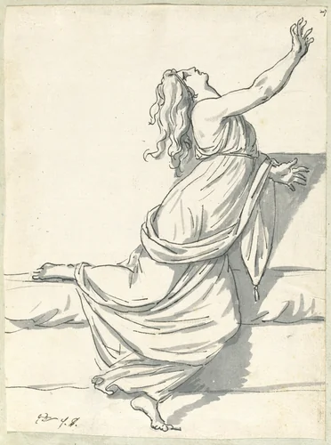 A Distraught Woman with Her Head Thrown Back by Jacques-Louis David, drawing, 1775-1780