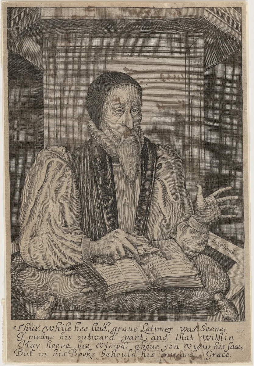 Hugh Latimer, Bishop of Worcester by George Gifford, print, 1635