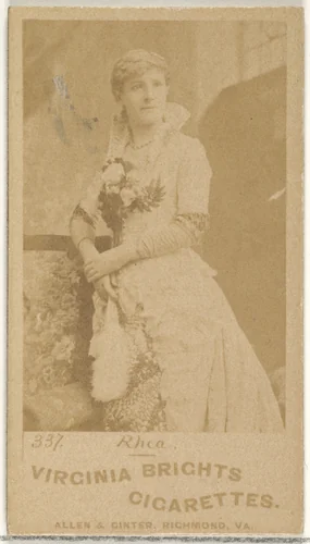Card 337, Rhea, from the Actors and Actresses series (N45, Type 1) for Virginia Brights Cigarettes by Allen & Ginter, photograph, 1885-1891
