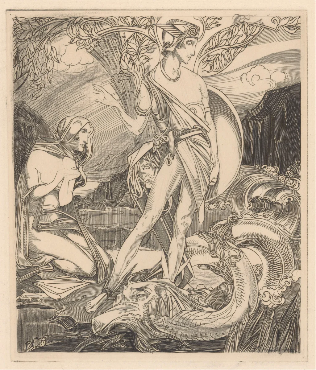 Perseus en Andromeda by Johannes Josephus Aarts, print, 1881-1934
