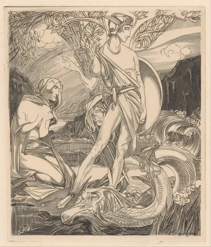 Perseus en Andromeda by Johannes Josephus Aarts, print, 1881-1934