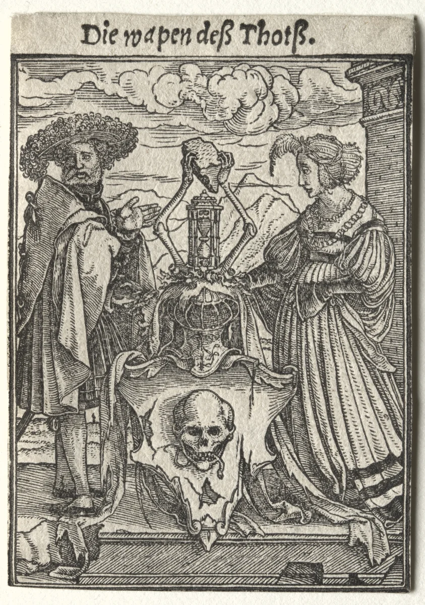 Dance of Death: The Coat of Arms of Death by Hans Holbein the Younger, print, 1521-1531