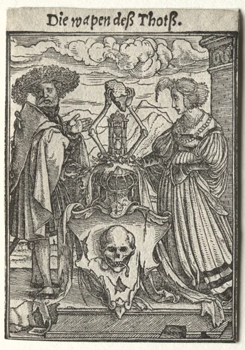 Dance of Death: The Coat of Arms of Death by Hans Holbein the Younger, print, 1521-1531