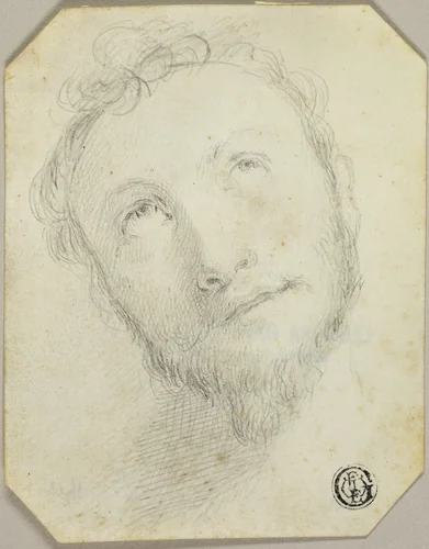 Head of Bearded Man Looking Upwards by Jonathan Richardson, drawing, 1750-1799