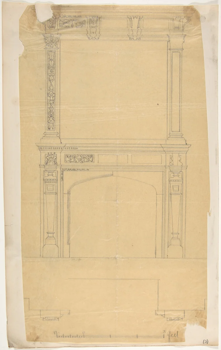 Design for a Chimneypiece by anonymous, drawing, 1800-1900