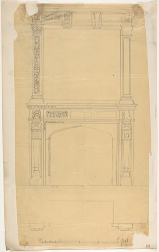 Design for a Chimneypiece by anonymous, drawing, 1800-1900